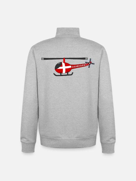 Helicopter Denmark Flag Children - Unisex Organic Zip Sweatshirt by Stanley/Stella - heather grey