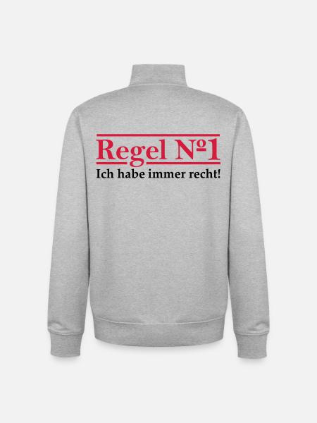 Rule # 1 I'm always right. - Unisex Organic Zip Sweatshirt by Stanley/Stella - heather grey