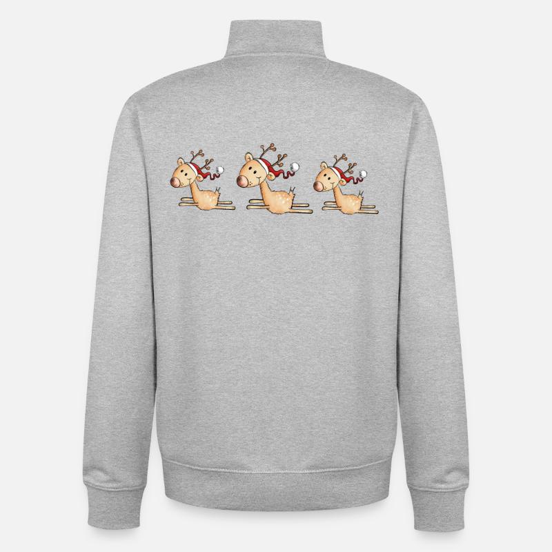 Trois Renne de Noël - Sweat zippé unisexe en coton bio Stanley/Stella - gris chiné