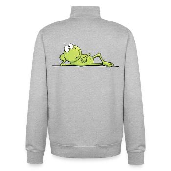 Kiss Me Fairy Tale Frog Cool Frog - Unisex Organic Zip Sweatshirt by Stanley/Stella - heather grey - Back - AI Model Male 185 light (185cm)