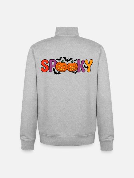 Spooky pumpkin letters - Unisex Organic Zip Sweatshirt by Stanley/Stella - heather grey