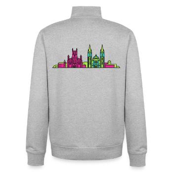 Paisley City Skyline Abbey Moderne Linienkunst - Unisex Organic Zip Sweatshirt von Stanley/Stella - Grau meliert - Hinten - AI Model Male 185 light (185cm)