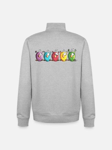 Funny Owls - Bird - Birds - Unisex Organic Zip Sweatshirt by Stanley/Stella - heather grey
