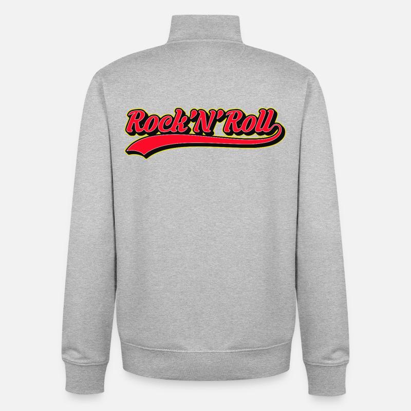 Rock 'N' Roll Retro Script Logo - Unisex Organic Zip Sweatshirt von Stanley/Stella - Grau meliert