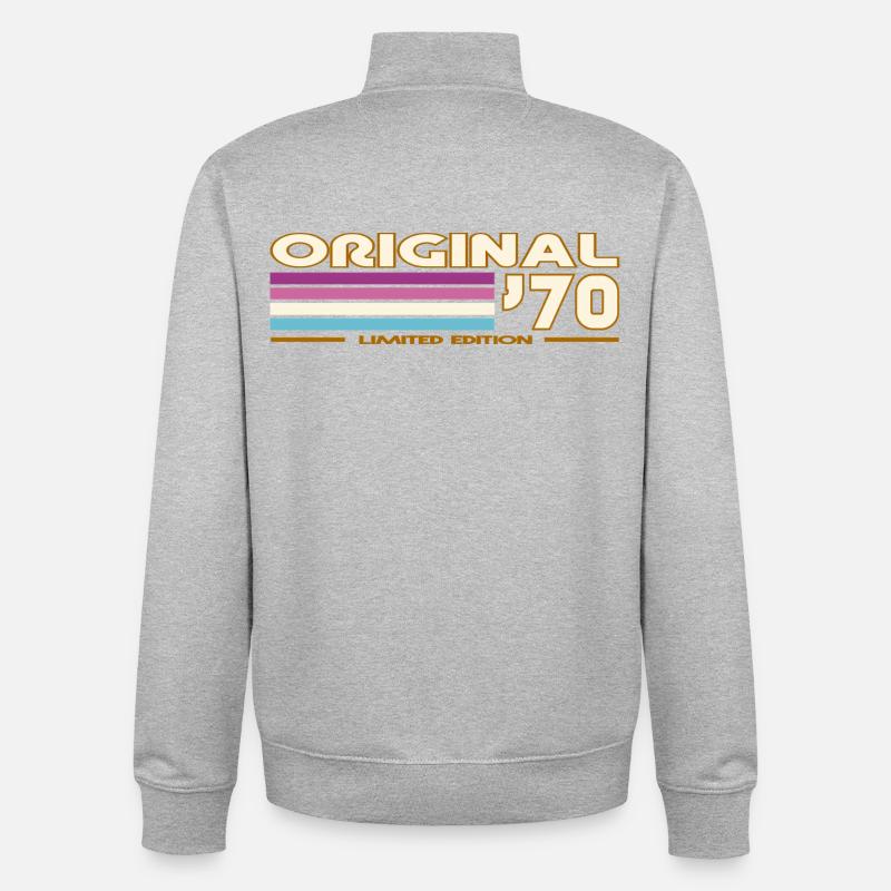 Original 70s Rayures Retro - Sweat zippé unisexe en coton bio Stanley/Stella - gris chiné