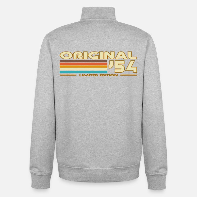 Original 54 Rainbow Retro - Unisex Organic Zip Sweatshirt by Stanley/Stella - heather grey