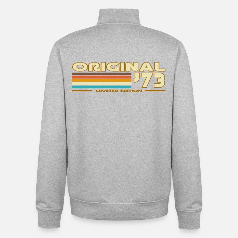 Rétro 70s Arcenciel 73 - Sweat zippé unisexe en coton bio Stanley/Stella - gris chiné