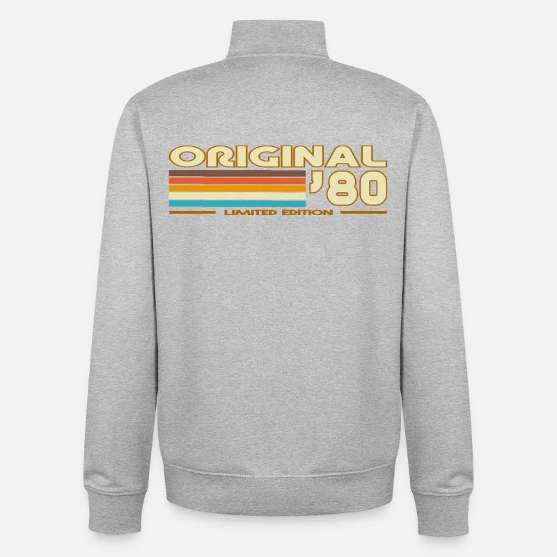 Original 80 Retro Stripes - Unisex Organic Zip Sweatshirt by Stanley/Stella - heather grey