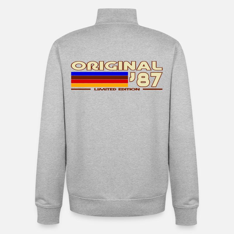 Original 87 Retro Stripes - Unisex Organic Zip Sweatshirt by Stanley/Stella - heather grey