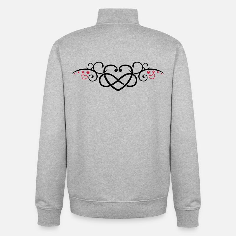 Herz mit Unendlichkeitschleife, infinity - Sweat zippé unisexe en coton bio Stanley/Stella - gris chiné