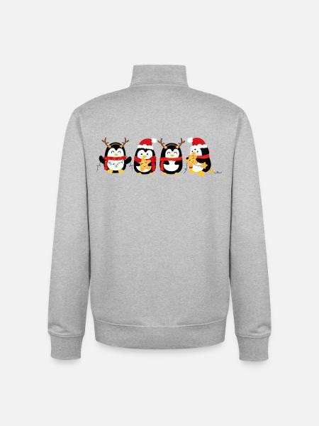 Funny pinguin Christmas. Xmas pinguin - Unisex Organic Zip Sweatshirt by Stanley/Stella - heather grey