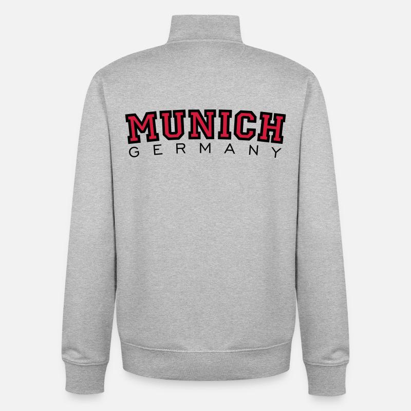 München Munich Germany (Schwarz/Rot) - Unisex Organic Zip Sweatshirt von Stanley/Stella - Grau meliert