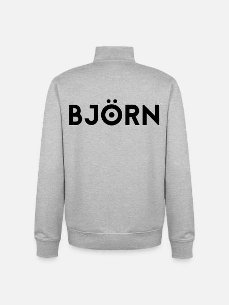 Prénom Björn - Sweat zippé unisexe en coton bio Stanley/Stella - gris chiné