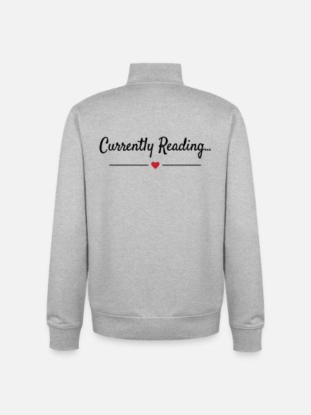 Currently Reading Bookworm Saying - Unisex Organic Zip Sweatshirt by Stanley/Stella - heather grey