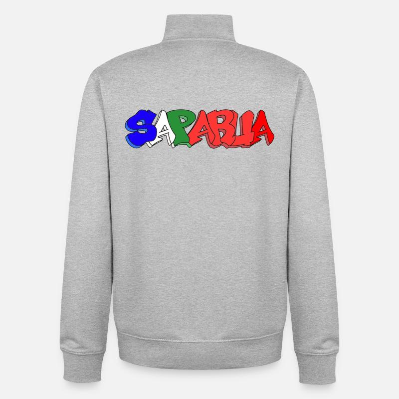 Saparua - Moluque 4 couleurs - Sweat zippé unisexe en coton bio Stanley/Stella - gris chiné