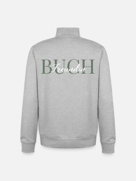 Buchfreundin grün-weiß - Unisex Organic Zip Sweatshirt von Stanley/Stella - Grau meliert