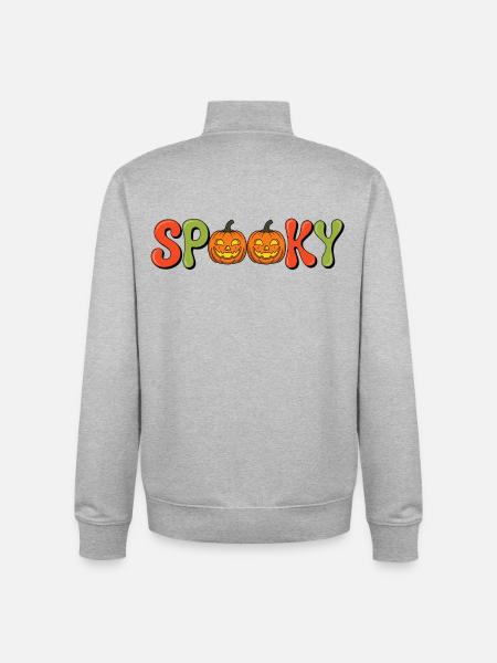 Lettrage citrouille effrayant - Sweat zippé unisexe en coton bio Stanley/Stella - gris chiné