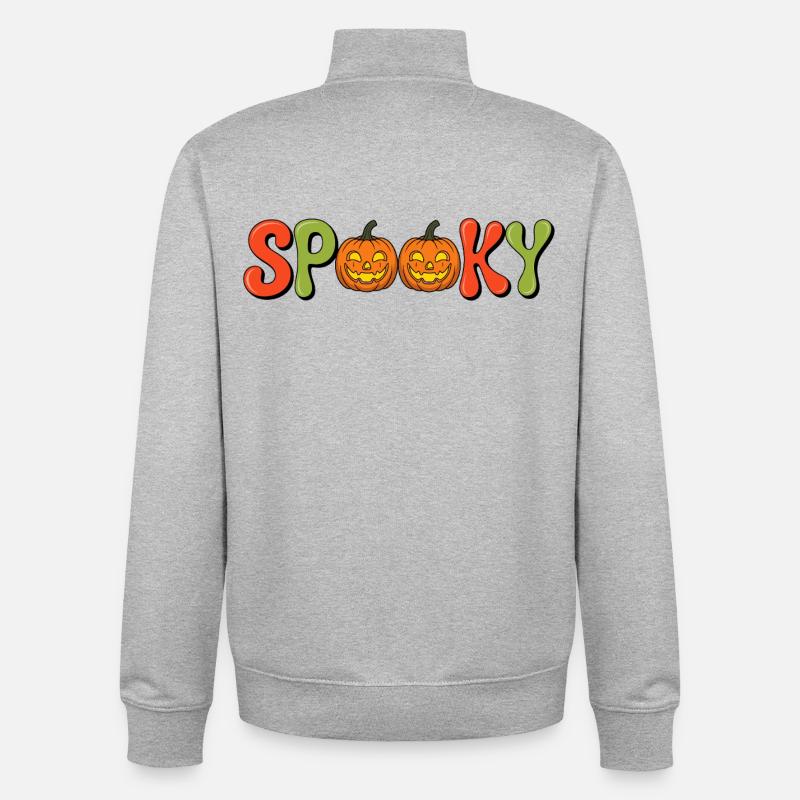 Lettrage citrouille effrayant - Sweat zippé unisexe en coton bio Stanley/Stella - gris chiné