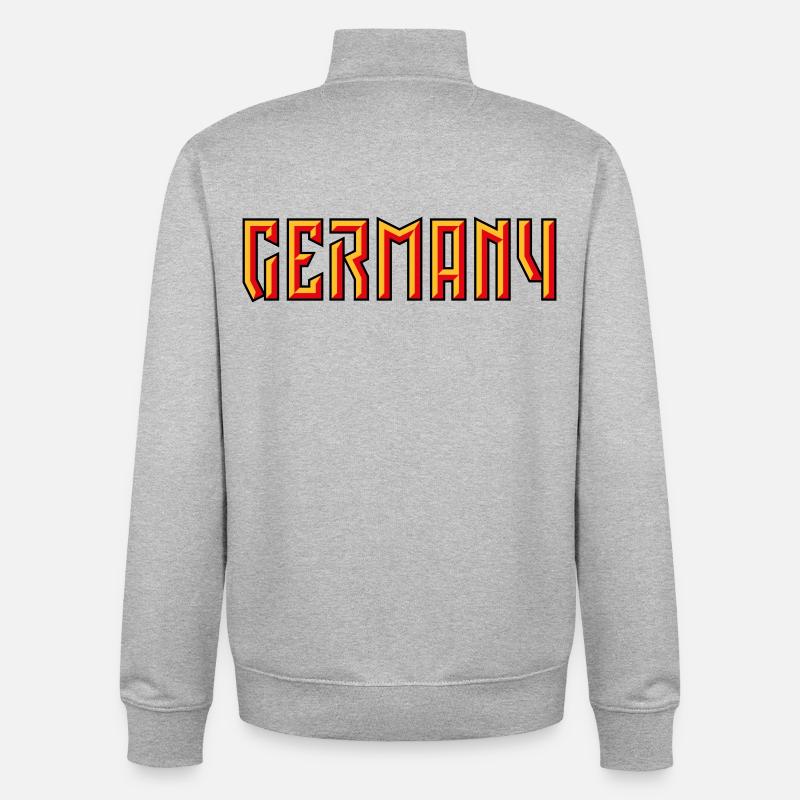 Lettrage Allemagne (Relief / 3D / 3C) - Sweat zippé unisexe en coton bio Stanley/Stella - gris chiné