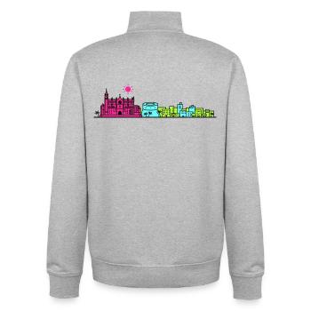 Skyline Kathedrale von Palma de Mallorca – Linienkunst - Unisex Organic Zip Sweatshirt von Stanley/Stella - Grau meliert - Hinten - AI Model Male 185 light (185cm)