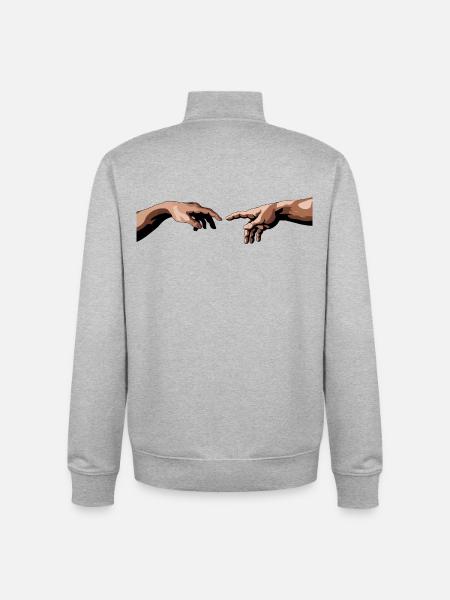 Intertwined hands with artistic style - Unisex Organic Zip Sweatshirt by Stanley/Stella - heather grey