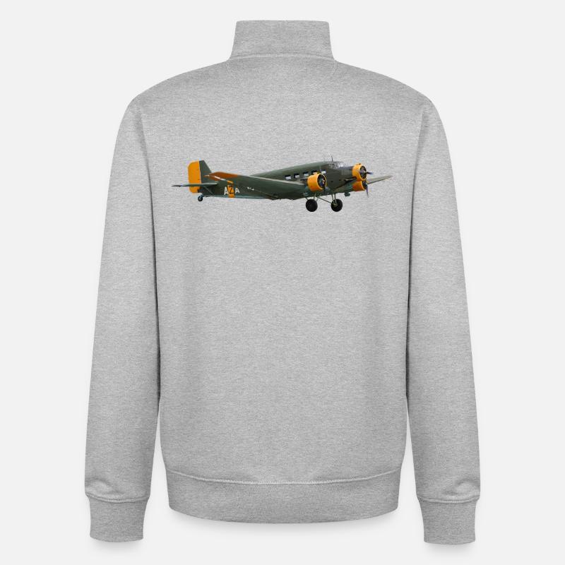 Ju 52 - Sweat zippé unisexe en coton bio Stanley/Stella - gris chiné