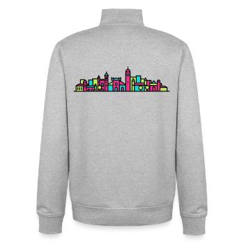 Lissabon City Skyline Belem Turm Moderne Linienzeichnung - Unisex Organic Zip Sweatshirt von Stanley/Stella - Grau meliert - Hinten - AI Model Male 185 light (185cm)