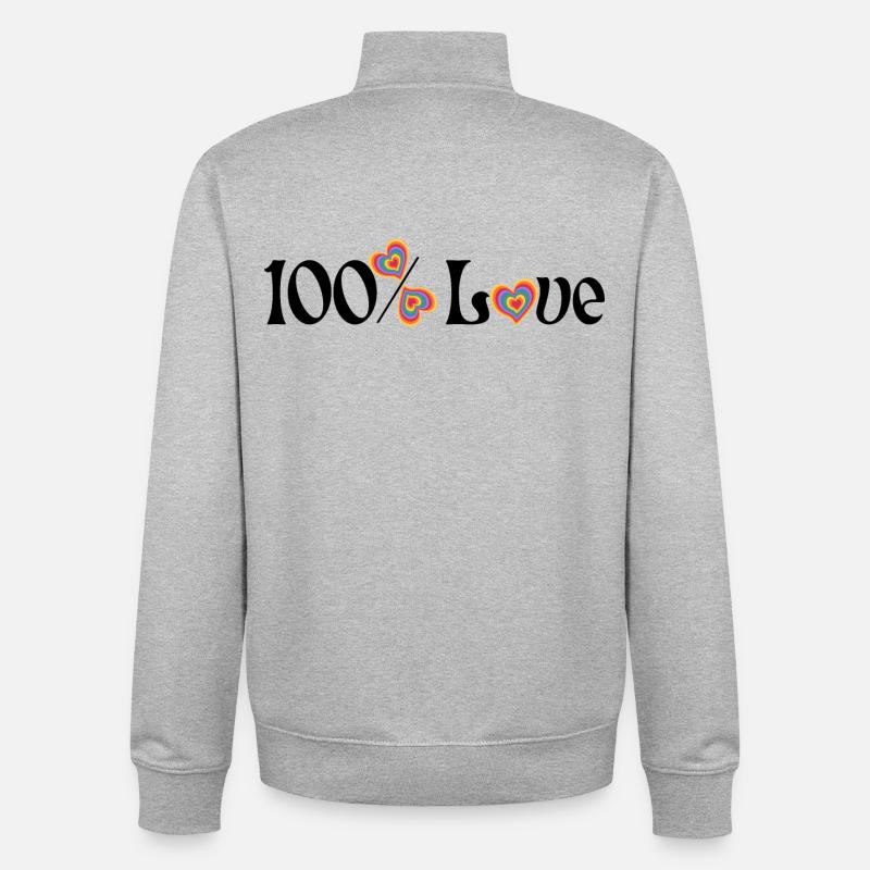 100% d’amour - Sweat zippé unisexe en coton bio Stanley/Stella - gris chiné