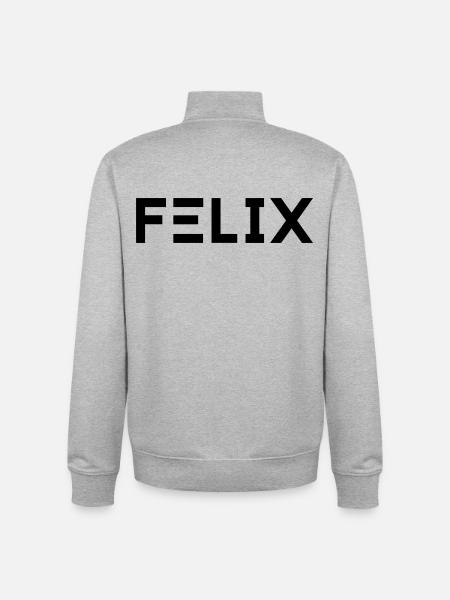 Prénom Felix - Sweat zippé unisexe en coton bio Stanley/Stella - gris chiné