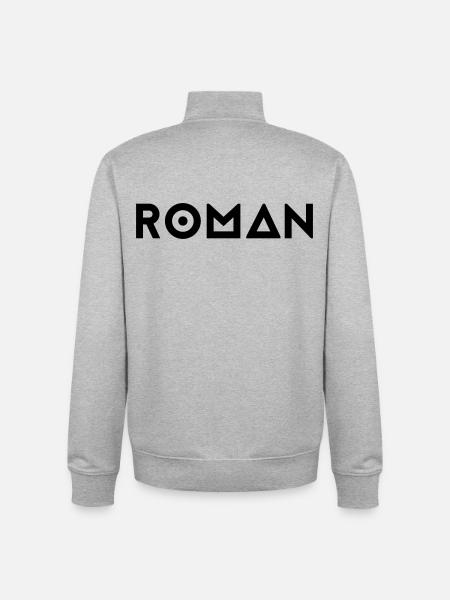 Prénom Roman - Sweat zippé unisexe en coton bio Stanley/Stella - gris chiné