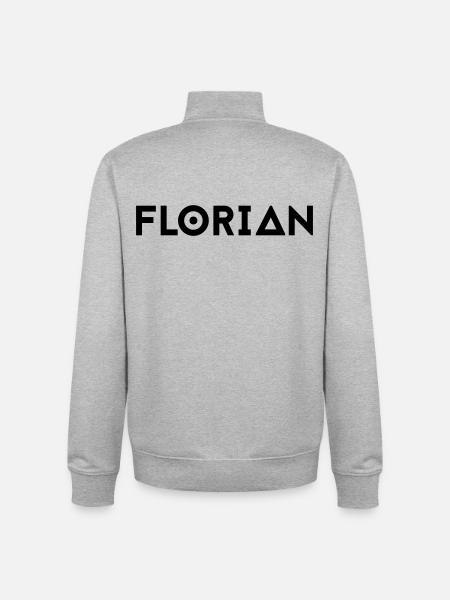 Prénom Florian - Sweat zippé unisexe en coton bio Stanley/Stella - gris chiné