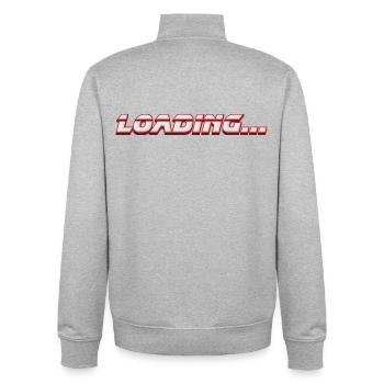CHARGEMENT... – Typographie 3D de gamer pour nerds et gamers - Sweat zippé unisexe en coton bio Stanley/Stella - gris chiné - Dos - AI Model Male 185 light (185cm)