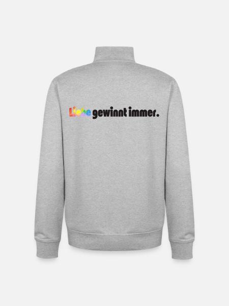 Liebe gewinnt immer Frieden Statement Vielfalt - Unisex Organic Zip Sweatshirt von Stanley/Stella - Grau meliert