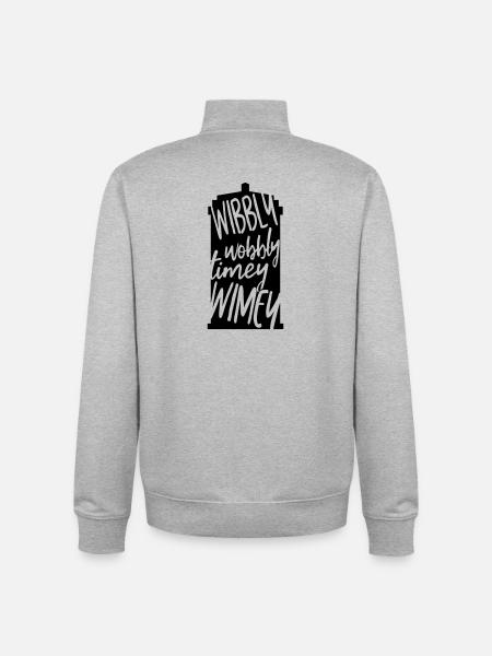 Wibbly Wobbly Timey WImey - Unisex Organic Zip Sweatshirt by Stanley/Stella - heather grey
