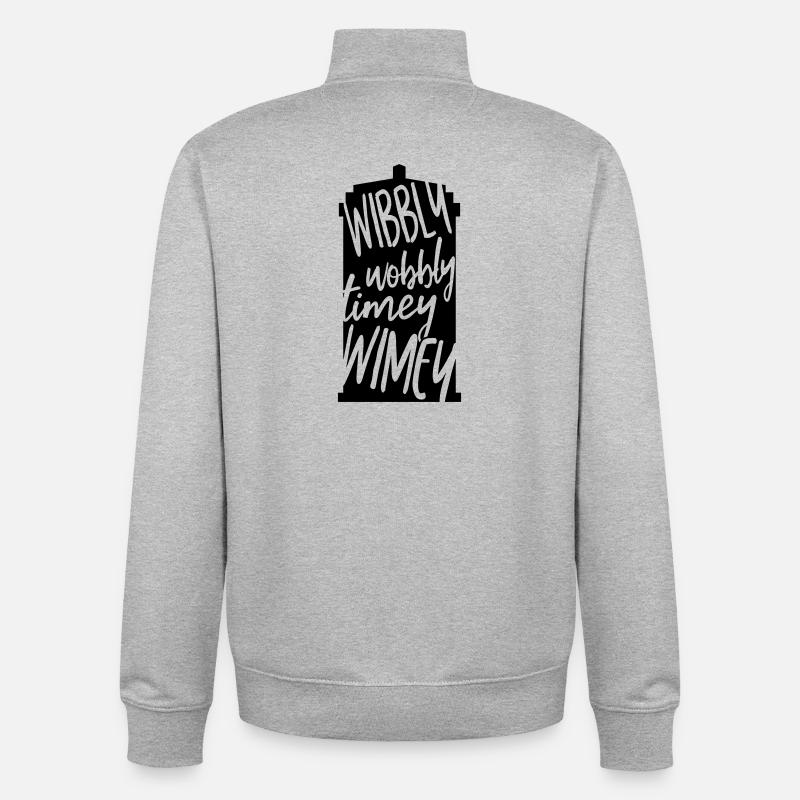 Wibbly Wobbly Timey WImey - Sweat zippé unisexe en coton bio Stanley/Stella - gris chiné
