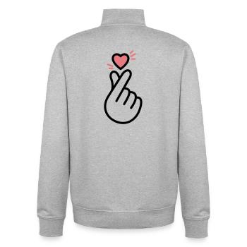 Cœur K-Pop - Sweat zippé unisexe en coton bio Stanley/Stella - gris chiné - Dos - AI Model Male 185 light (185cm)
