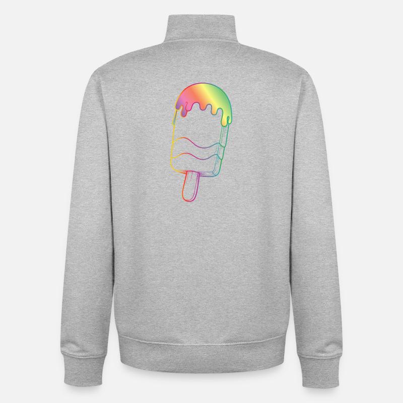 Regenbogen Eis Outline Neon Style  - Unisex Organic Zip Sweatshirt von Stanley/Stella - Grau meliert