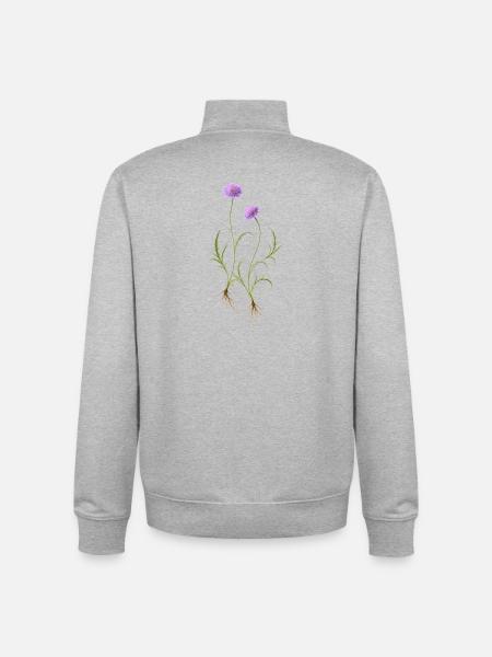 Meadow Flower Nature Illustration - Unisex Organic Zip Sweatshirt by Stanley/Stella - heather grey