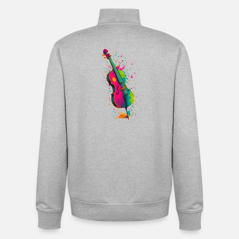 Violoncelle Splash - Sweat zippé unisexe en coton bio Stanley/Stella - gris chiné