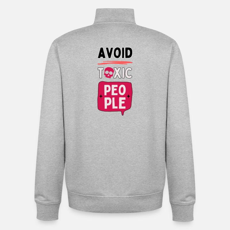 Avoid toxic people - skull - Unisex Organic Zip Sweatshirt by Stanley/Stella - heather grey