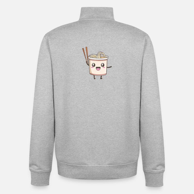 Conception de nouilles instantanée mignonne - Sweat zippé unisexe en coton bio Stanley/Stella - gris chiné