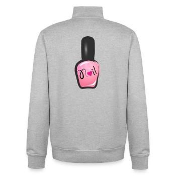 rosa Nagellack im Graffiti Stil mit Herz - Unisex Organic Zip Sweatshirt von Stanley/Stella - Grau meliert - Hinten - AI Model Male 185 light (185cm)