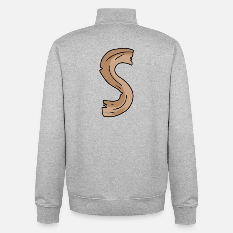 Buchstabe S Holz Holzbuchstabe Name - Unisex Organic Zip Sweatshirt von Stanley/Stella - Grau meliert