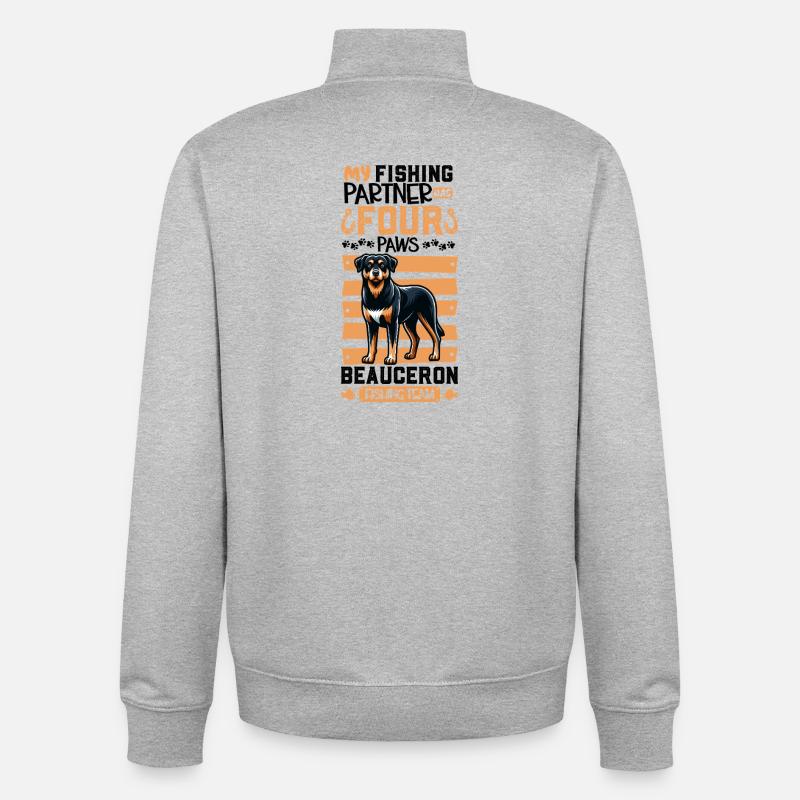 Pêche et Beauceron - Sweat zippé unisexe en coton bio Stanley/Stella - gris chiné