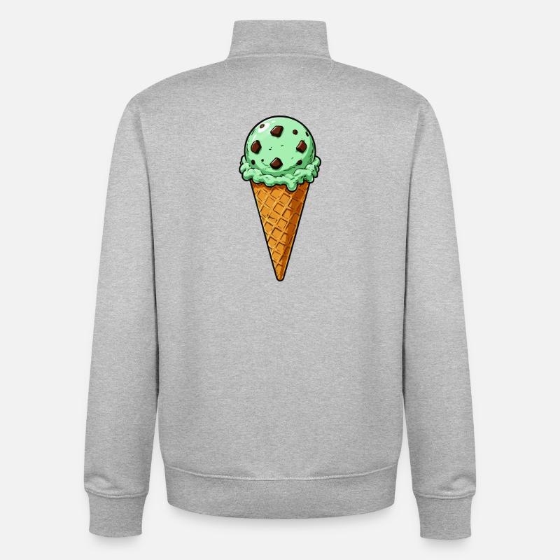Minz Schoko Eis Kugel - Unisex Organic Zip Sweatshirt by Stanley/Stella - heather grey