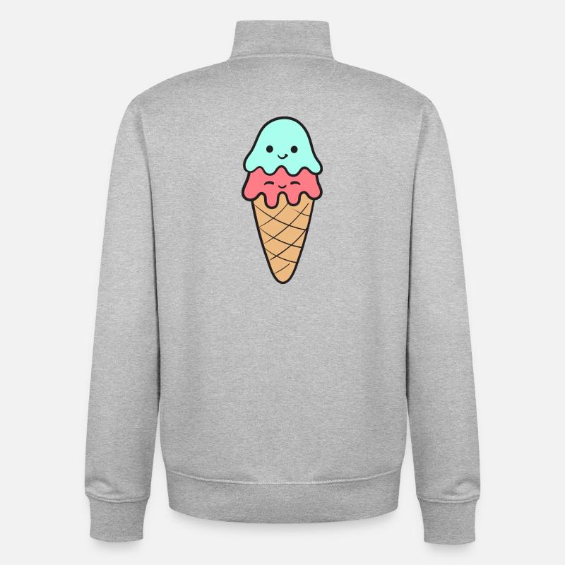 Crème glacée Crème glacée - Sweat zippé unisexe en coton bio Stanley/Stella - gris chiné