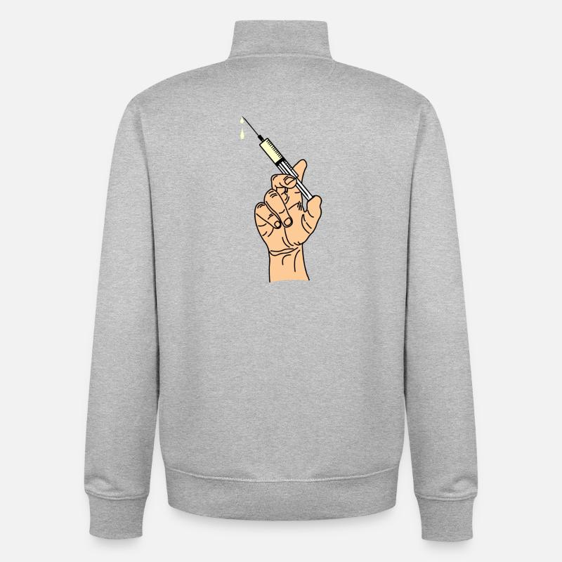 Main avec seringue d’évacuation 5 - Sweat zippé unisexe en coton bio Stanley/Stella - gris chiné