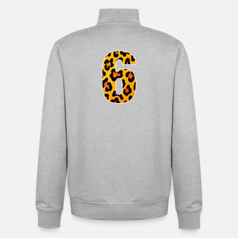 Jaune néon à imprimé léopard - Sweat zippé unisexe en coton bio Stanley/Stella - gris chiné