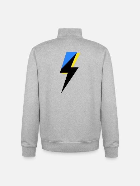 Blue and Yellow Geometry - Unisex Organic Zip Sweatshirt by Stanley/Stella - heather grey