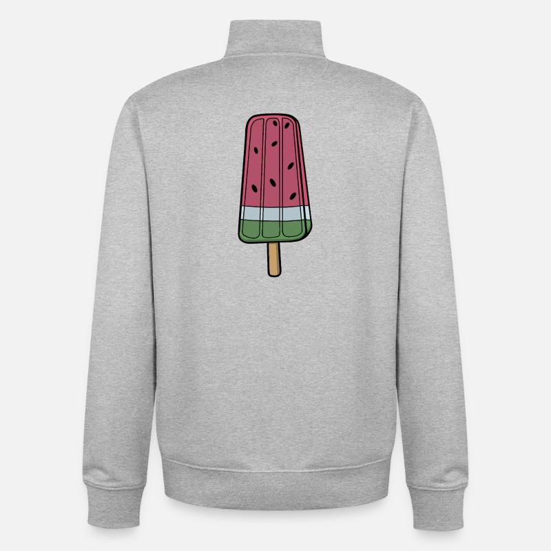 Joyeuse pastèque Frozen pop - Sweat zippé unisexe en coton bio Stanley/Stella - gris chiné